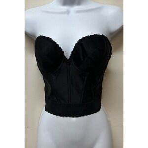 Vintage Bustier Corset Brassiere Bullet Bra 34C Black Union Made USA NEW NOS